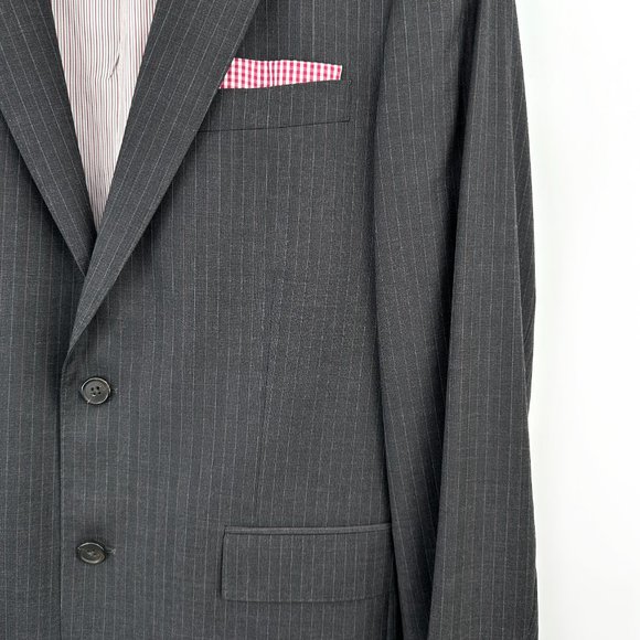 NWOT Brooks Brothers Red Fleece Gray Striped Single Breasted Wool Blazer sz 42L - Picture 3 of 7